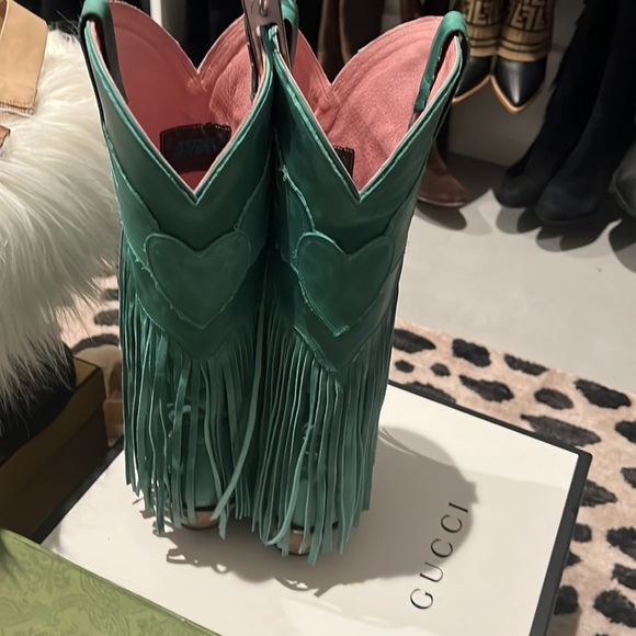 Junk Gypsy Lane Fringe Teal Cowboy 🤠 Boots 7.5 7 - Picture 13 of 16